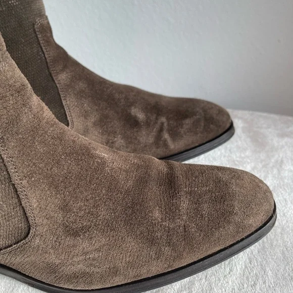 Aldo Men's Dark Brown Suede Chukka Ankle Boots with Side Zip - Picture 6 of 13